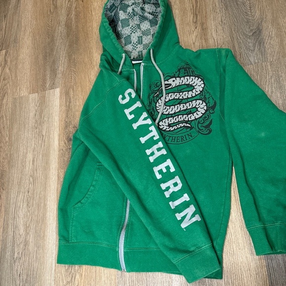 Universal Studios Harry Potter Hoodie Size XS Slytherin Zip Embroidered Green - Picture 3 of 9